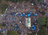 Imagem aérea da praça Princesa Isabel, no centro de São Paulo, onde se concentram os usuários de drogas 