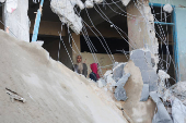 Aftermath of an Israeli strike on an UNRWA school sheltering displaced people, in the Bureij camp in the central Gaza Strip
