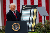 FILE PHOTO: U.S. President Trump delivers remarks on tariffs, at the White House
