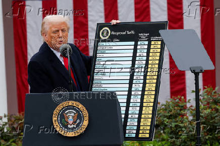 FILE PHOTO: U.S. President Trump delivers remarks on tariffs, at the White House