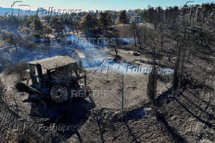FILE PHOTO: Aftermath of a wildfire in the village of Varnavas, near Athens