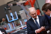 German Chancellor Olaf Scholz visits the Hanover Fair 2025