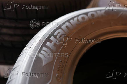 Hankook tires are seen in UnionComerc tire shop in Zenica