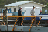 U.S. Secretary of Defense Hegseth tours the Miraflores locks at the Panama Canal