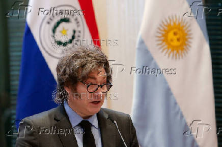 Argentina's President Milei and Paraguay's President Pena attend press conference in Asuncion
