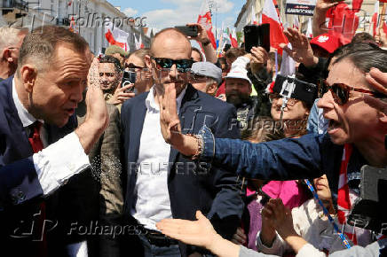 Poland's presidential candidate Nawrocki holds a march, in Warsaw