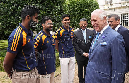 King Charles III meets members of the India men's Test cricket team in London