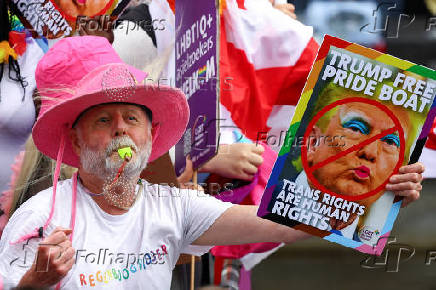 Annual gay pride parade in Amsterdam