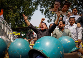 Congress party protest against country's financial crime agency in New Delhi