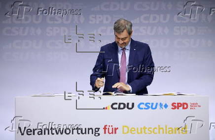 Signing of the coalition agreement of new German government in Berlin