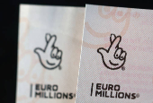 Photo illustration of EuroMillions lottery ticket