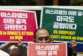 Protesters rally in Seoul against Israeli airstrikes on Iran
