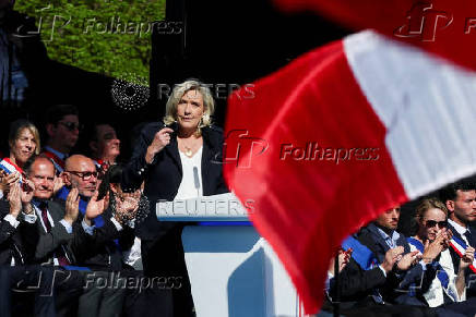 FILE PHOTO: Rally in support of French far-right leader Marine Le Pen in Paris