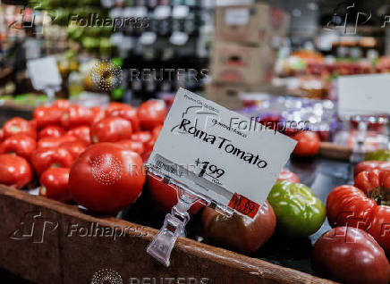 Roma tomatoes grown in Mexico are displayed at a store in New York City