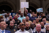 New York City Mayor Eric Adams endorsed  by members of the law enforcement for re-election in New York