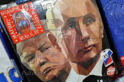 Souvenir market in Moscow ahead of Russian President Putin meeting with US President Trump in Alaska