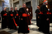 Cardinals visit the tomb of the late Pope Francis at the Basilica of Saint Mary Major, in Rome