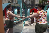 Interactive public art installation by Wade and Leta unveiled at Rockefeller Center