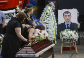 Farewell ceremony for three Ukrainian rescuers in Kyiv