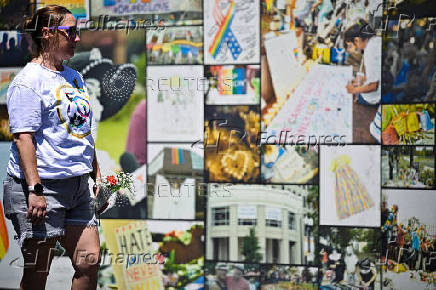 Memorial outside the former Pulse nightclub on the nine-year anniversary of the shooting in Orlando