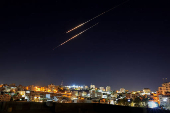 Missiles launched from Iran towards Israel are seen from Hebron
