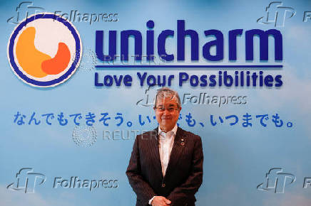 Unicharm Corp's President and CEO Takahisa Takahara poses for a photo during an interview with Reuters