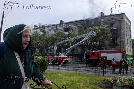 Aftermath of a Russian drone attack in Kyiv