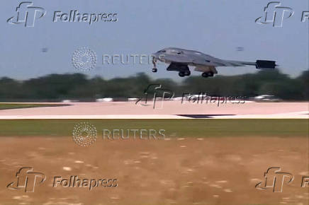 A U.S. Air Force B-2 stealth bomber returns after the U.S. attacked key Iranian nuclear sites, at Whiteman Air Force Base in Missouri