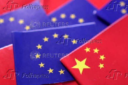 FILE PHOTO: Illustration shows EU and Chinese flags