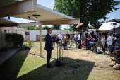 California Governor Newsom holds press conference after federal government's demobilization of 2,000 National Guard members, in Downey