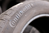 Used Continetal tire are seen on car scrap in Kakanj