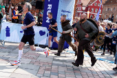 Denmark's King Frederik participates in Royal Run in the old city of Ribe