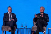 Prime Minister Keir Starmer attends a conference in London