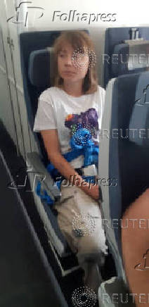 Greta Thunberg sits in a plane in a location given as Tel Aviv