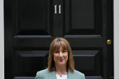 Britain's Chancellor of the Exchequer Reeves leaves 11 Downing Street, in London