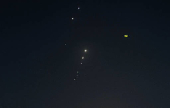 Traces are seen in the sky after Iran's armed forces say they targeted The Al-Udeid base in a missile attack