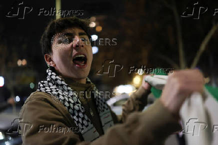 Protest in solidarity with Palestinians in Gaza, in Santiago