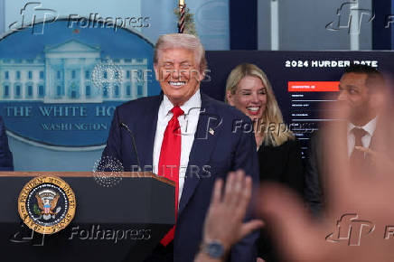 U.S. President Trump meets members of the media at the White House in Washington, D.C
