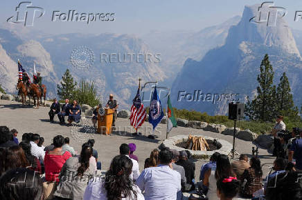 Naturalization ceremony at the Glacier Point ampitheater in Yosemite National Park