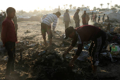 Aftermath of an Israeli strike on a tent camp sheltering displaced people, in Khan Younis