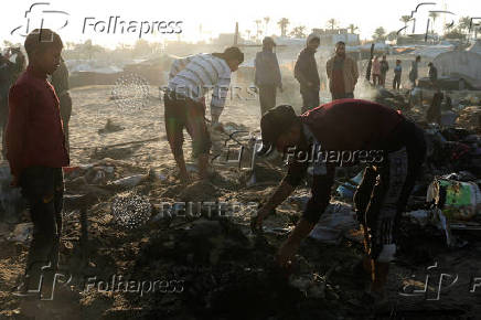 Aftermath of an Israeli strike on a tent camp sheltering displaced people, in Khan Younis