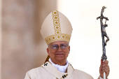 Pope Leo XIV leads the Regina Caeli prayer in St. Peter's Square at the Vatican