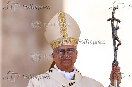 Pope Leo XIV leads the Regina Caeli prayer in St. Peter's Square at the Vatican