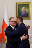 Polish President Duda meets with President-elect Nawrocki, in Warsaw