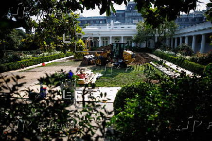 Construction in White House Rose Garden