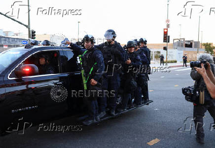 Protest against federal immigration sweeps, in Los Angeles