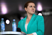 Denmark's Prime Minister Mette Frederiksen attends the political festival Folkemoedet in Allinge