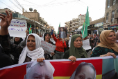 Syrian Kurds attend protest in solidarity with people in Sweida, in Qamishli