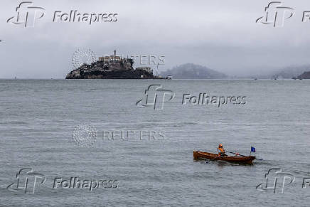 A view of Alcatraz prison complex located on Alcatraz Island in San Francisco Bay