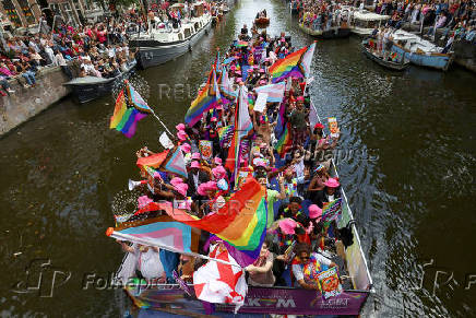 Annual gay pride parade in Amsterdam